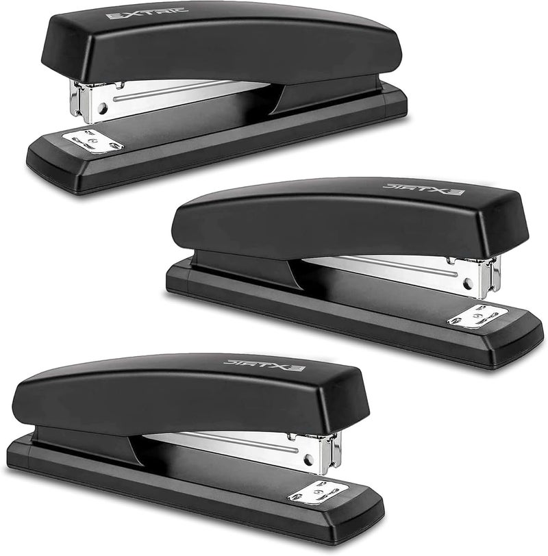 EXTRIC Stapler – Staplers for Desk, Black Stapler Heavy Duty 3 Pack, Staplers 25 Sheet Capacity for Office and Home - Image 1